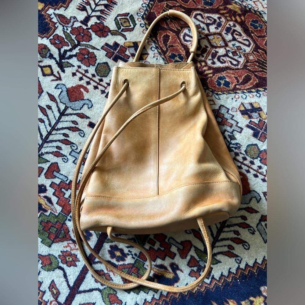 Able Tan Leather Drawstring Backpack - Picture 4 of 12